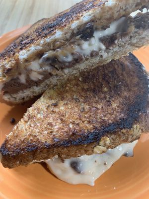 Chocolate hummus and marshmallow fluff on sprouted grain bread  at Veggie Thumper - Food Truck in Des Moines