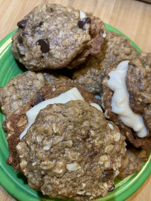 Oatmeal chocolate chip cream pies.  Move over little Debbie.   at Veggie Thumper - Food Truck in Des Moines