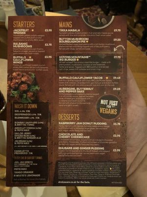 Old vegan menu (which is now part of the big main menu).  at The Chestnut Tree in Wednesbury