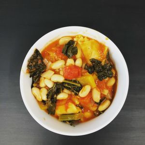 Vegan lasagne soup served with homemade ciabatta  at Beautiful Day Cafe in Hatfield