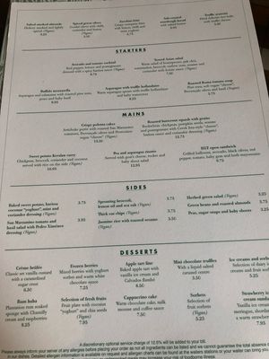 Menu at The Ivy Cafe in Richmond Upon Thames