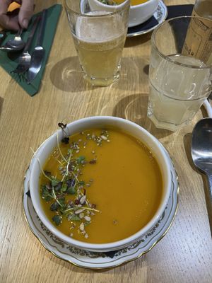Soup of the dayy  at VG restaurant- Epicerie Bio in Martigny