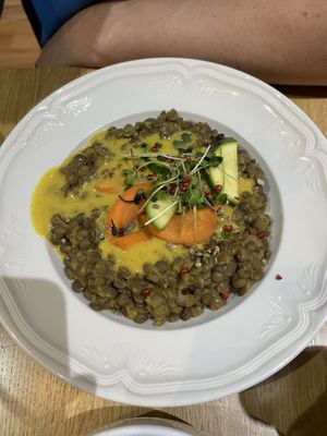 Lentils with legumes and ricee  at VG restaurant- Epicerie Bio in Martigny