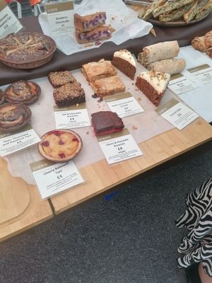 Treats, the cherry choc brownie was in high demand) at Popina in London