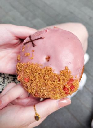 Pink guava and strawberry at Crosstown Doughnuts - Cannon St in London
