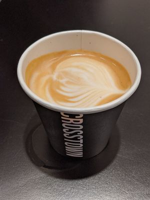 Oat milk flat white at Crosstown Doughnuts - Greenwich in South East London