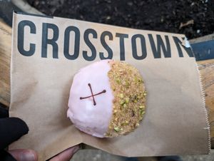 Rose and pistachio cream at Crosstown Doughnuts - Broadway Market in East London