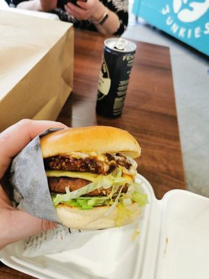 Truffle burger at Wholesome Junkies in Manchester