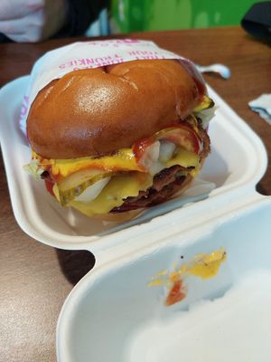 Classic burger at Wholesome Junkies in Manchester