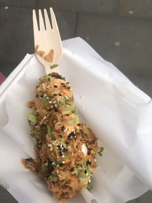Korean flavour corn dog  at Wholesome Junkies in Manchester