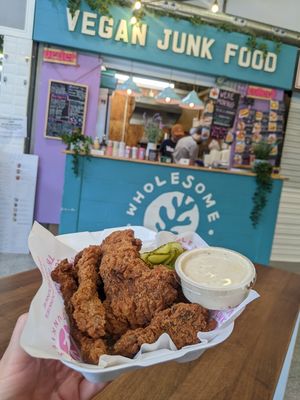 Oyster mushroom wings with WJ mayo 😋 at Wholesome Junkies in Manchester