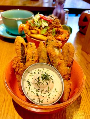 Frickles and Thai Fries  at Wholesome Junkies in Manchester