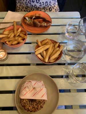 Breakfast bagel & fries 🍟 My none veegs mate was v impressed too.   at Wholesome Junkies in Manchester