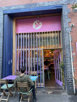 Front door #Veganuary at Wholesome Junkies in Manchester