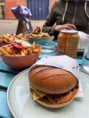 Burger and thai fries #Veganuary at Wholesome Junkies in Manchester