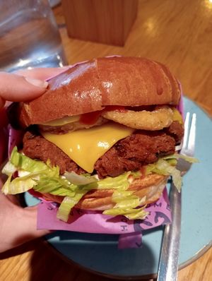 KFC (Cauliflower) Burger at Wholesome Junkies in Manchester