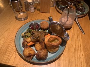 Vegan Sunday roast with lamb  at Wholesome Junkies in Manchester