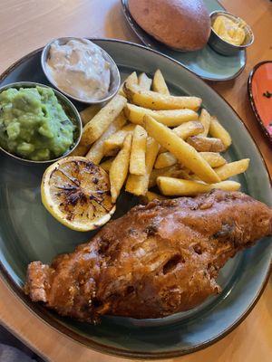 Phish and chips   at Wholesome Junkies in Manchester