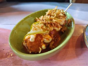 Corn dog at Wholesome Junkies in Manchester