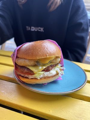 classic burger  at Wholesome Junkies in Manchester