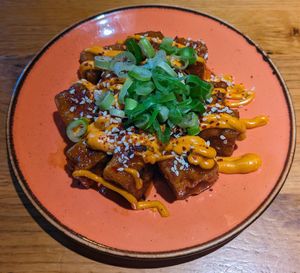 Korean tofu small plate, very tasty at Wholesome Junkies in Manchester