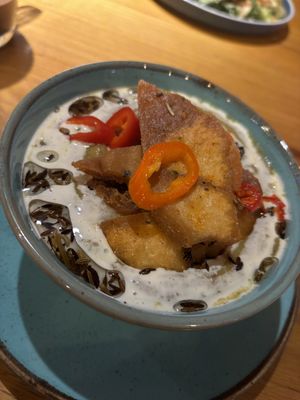 Spiced celeriac, leek and potato soup   at Wholesome Junkies in Manchester