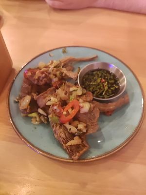 Crisps mushroom wings at Wholesome Junkies in Manchester