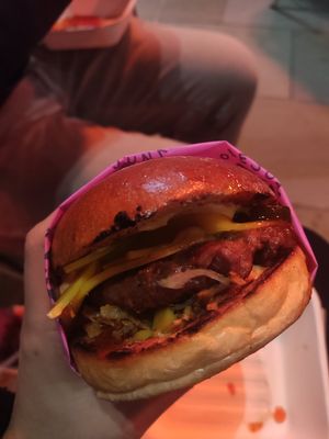 Chilli cheese burger at Wholesome Junkies in Manchester