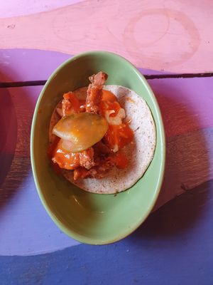 Chickn with buffalo sauce taco at Wholesome Junkies in Manchester