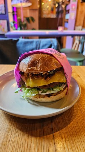 Truffle burger at Wholesome Junkies in Manchester