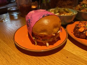 Buffalo chic’n burger   at Wholesome Junkies in Manchester