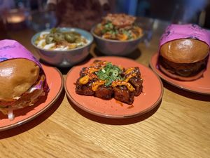 Sticky glazed Korean tofu  at Wholesome Junkies in Manchester