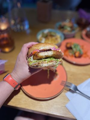 Chick’n buffalo burger   at Wholesome Junkies in Manchester