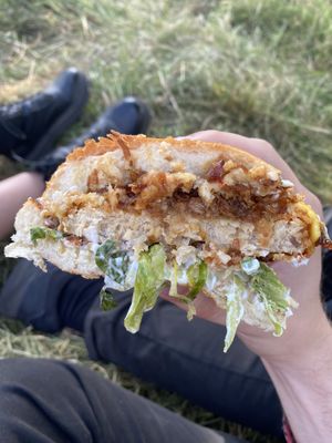 Truffle Burger with Chikn patty (at Kendall Calling festival August 2024)  at Wholesome Junkies in Manchester