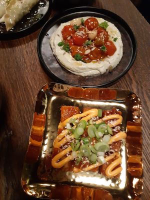 Whipped tofu and tofu bites at Wholesome Junkies in Manchester