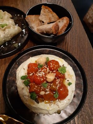 Whipped tofu and sourdough bread at Wholesome Junkies in Manchester
