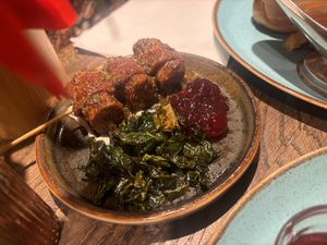 Pigs in blanket skewers   at Wholesome Junkies in Manchester