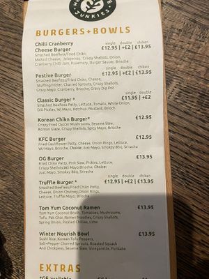 Lunch menu 6/12/24 at Wholesome Junkies in Manchester