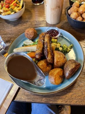 Brilliant roast (loved the ‘honey’ glazed sausages)  at Wholesome Junkies in Manchester
