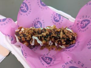 Truffle corndog at VCO 2025 at Wholesome Junkies in Manchester