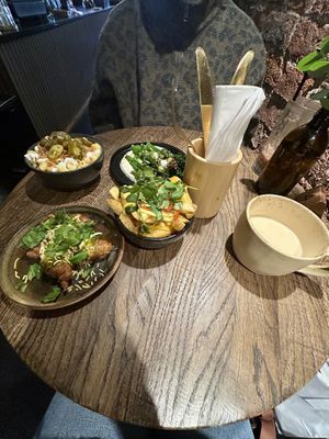 White hot chocolate, Mac & cheese, loaded fries  at Wholesome Junkies in Manchester