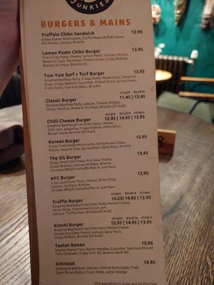 Mains menu at Wholesome Junkies in Manchester