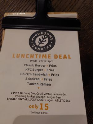 Lunch deal at Wholesome Junkies in Manchester