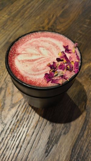 Pink Chai at Wholesome Junkies in Manchester
