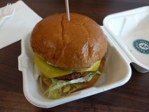 The beefless burger at Wholesome Junkies in Manchester