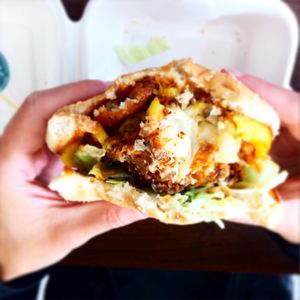 “KFC” burger  at Wholesome Junkies in Manchester