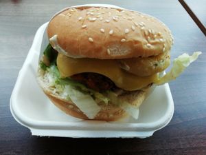 KFC Burger made of cauliflower at Wholesome Junkies in Manchester