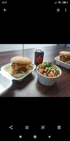 Cauliflower burger and tater tots at Wholesome Junkies in Manchester