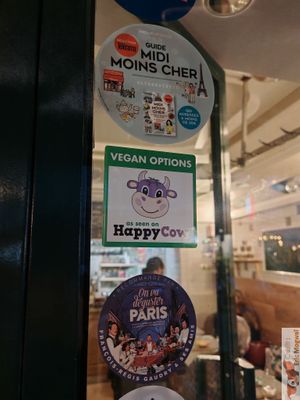 HappyCow Sticker given to manager ! at Le Daily Syrien Veggie in Paris