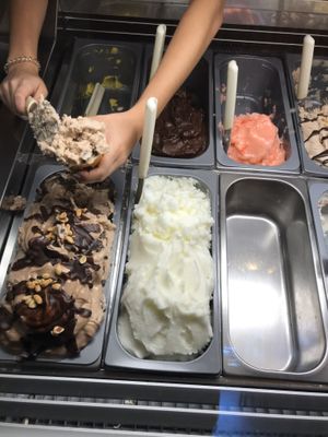 PB & chocolate sorbet at Saratoga Gelato in Saratoga Springs